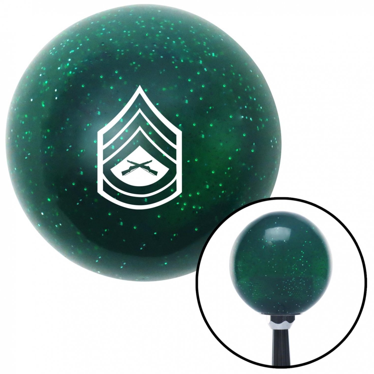 American Shifter 60223 White 06 Gunnery Sergeant Green Metal Flake Shift Knob with M16 x 1.5 Insert Auto