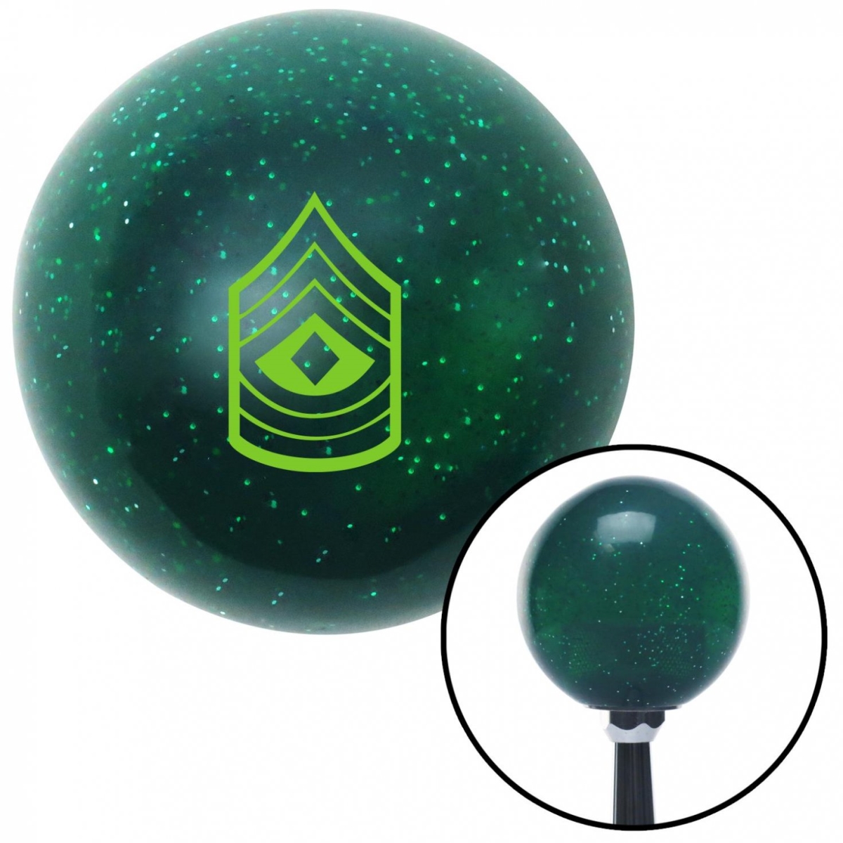 American Shifter 60244 Green 08 First Sergeant Green Metal Flake Shift Knob with M16 x 1.5 Insert Shifter