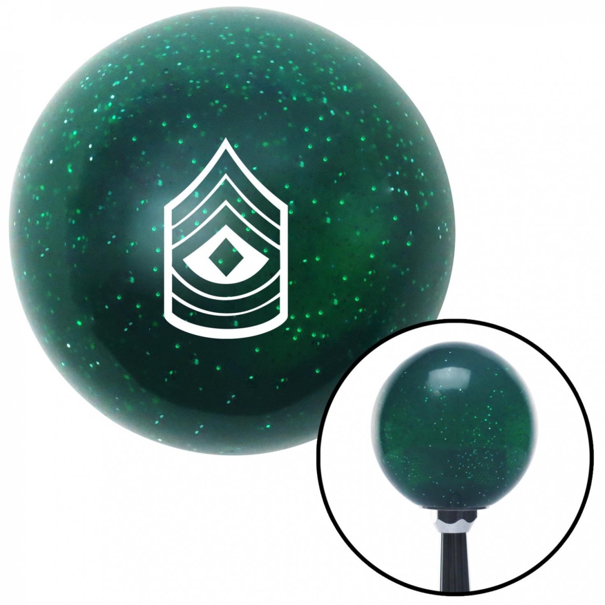 American Shifter 60252 White 08 First Sergeant Green Metal Flake Shift Knob with M16 x 1.5 Insert Shifter