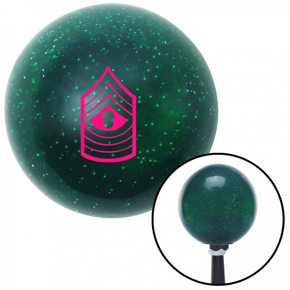 American Shifter 60266 Pink 09 Master Gunnery Sergeant Green Metal Flake Shift Knob with M16 x 1.5 Insert