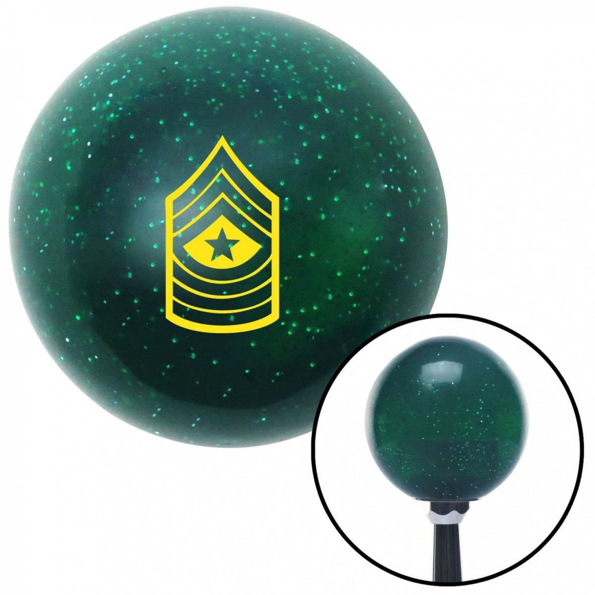 American Shifter 60290 Yellow 10 Sergeant Major Green Metal Flake Shift Knob with M16 x 1.5 Insert Shifter