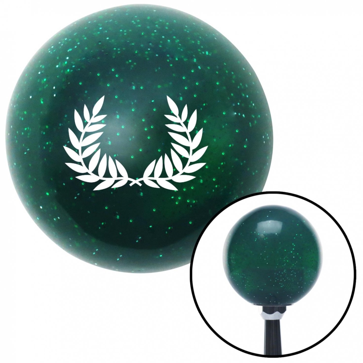 American Shifter 60317 White 2 Branches Pointing Up Green Metal Flake Shift Knob with M16 x 1.5 Insert