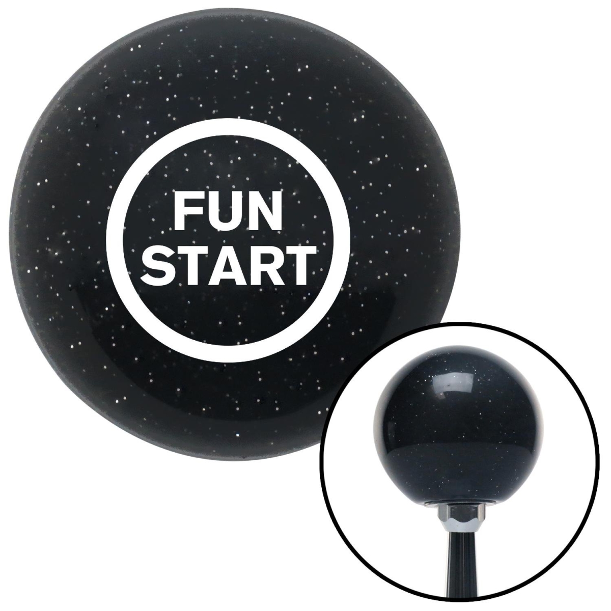 Picture of American Shifter 75423 White Fun Start Black Metal Flake Shift Knob with M16 x 1.5 Insert Shifter Auto Brody