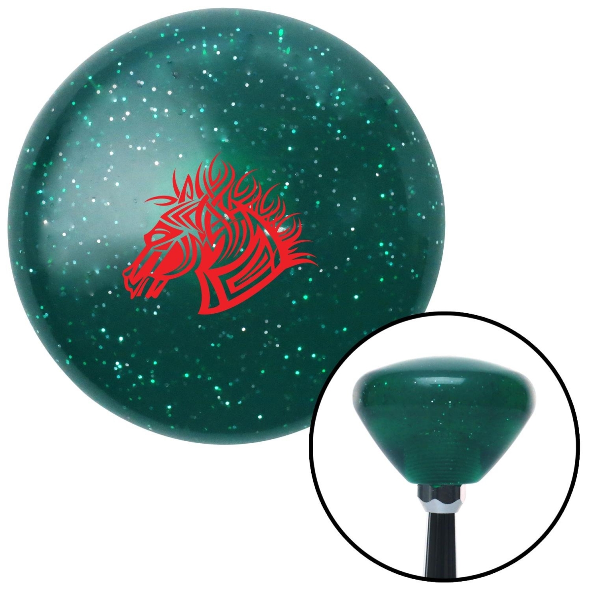 American Shifter 207825 Green Retro Metal Flake Shift Knob with M16 x 1.5 Insert (Red Horse)