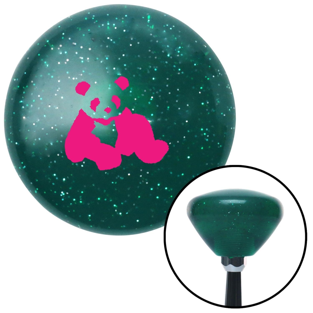 American Shifter 207865 Green Retro Metal Flake Shift Knob with M16 x 1.5 Insert (Pink Panda Bear)