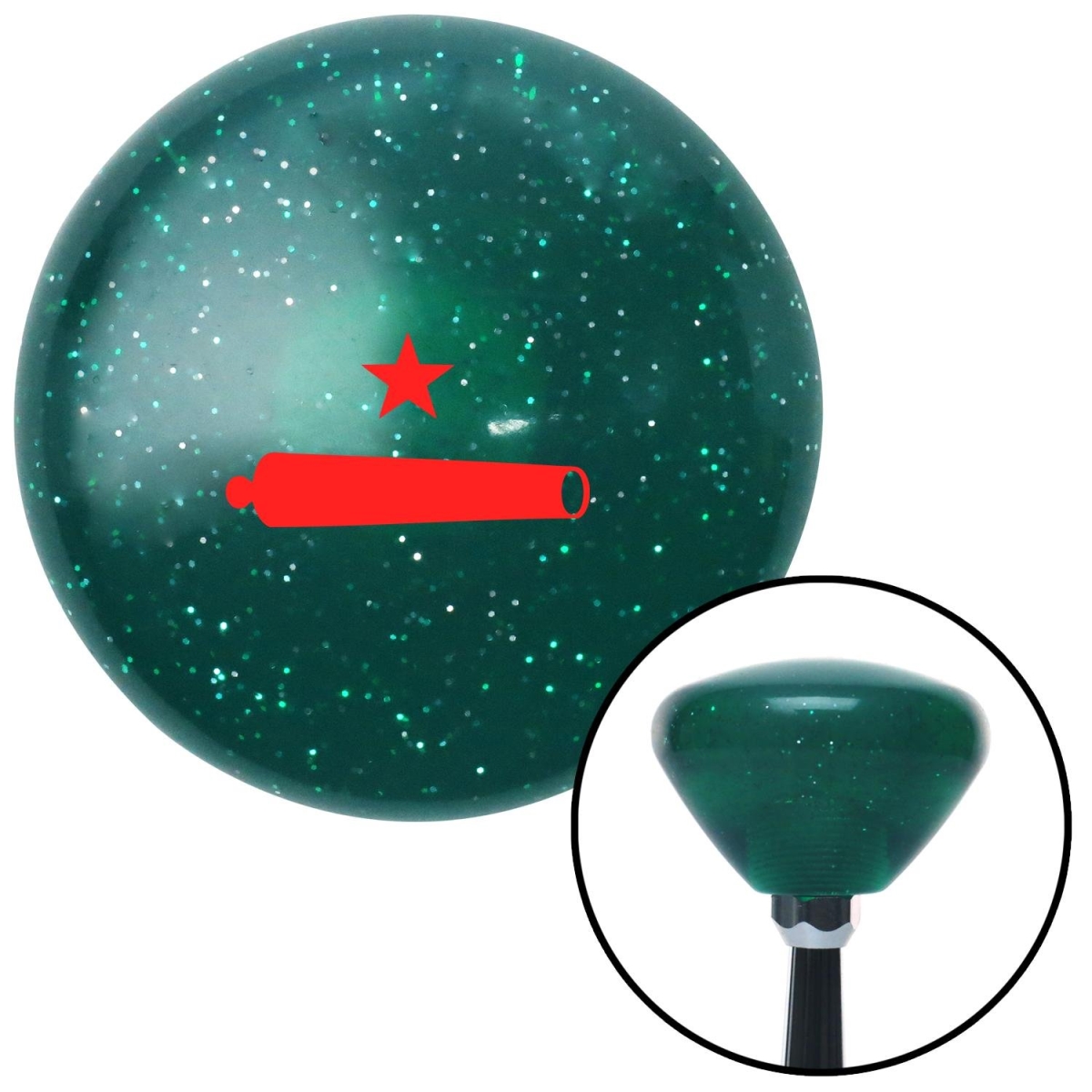 American Shifter 208097 Green Retro Metal Flake Shift Knob with M16 x 1.5 Insert (Red Come and Take It)