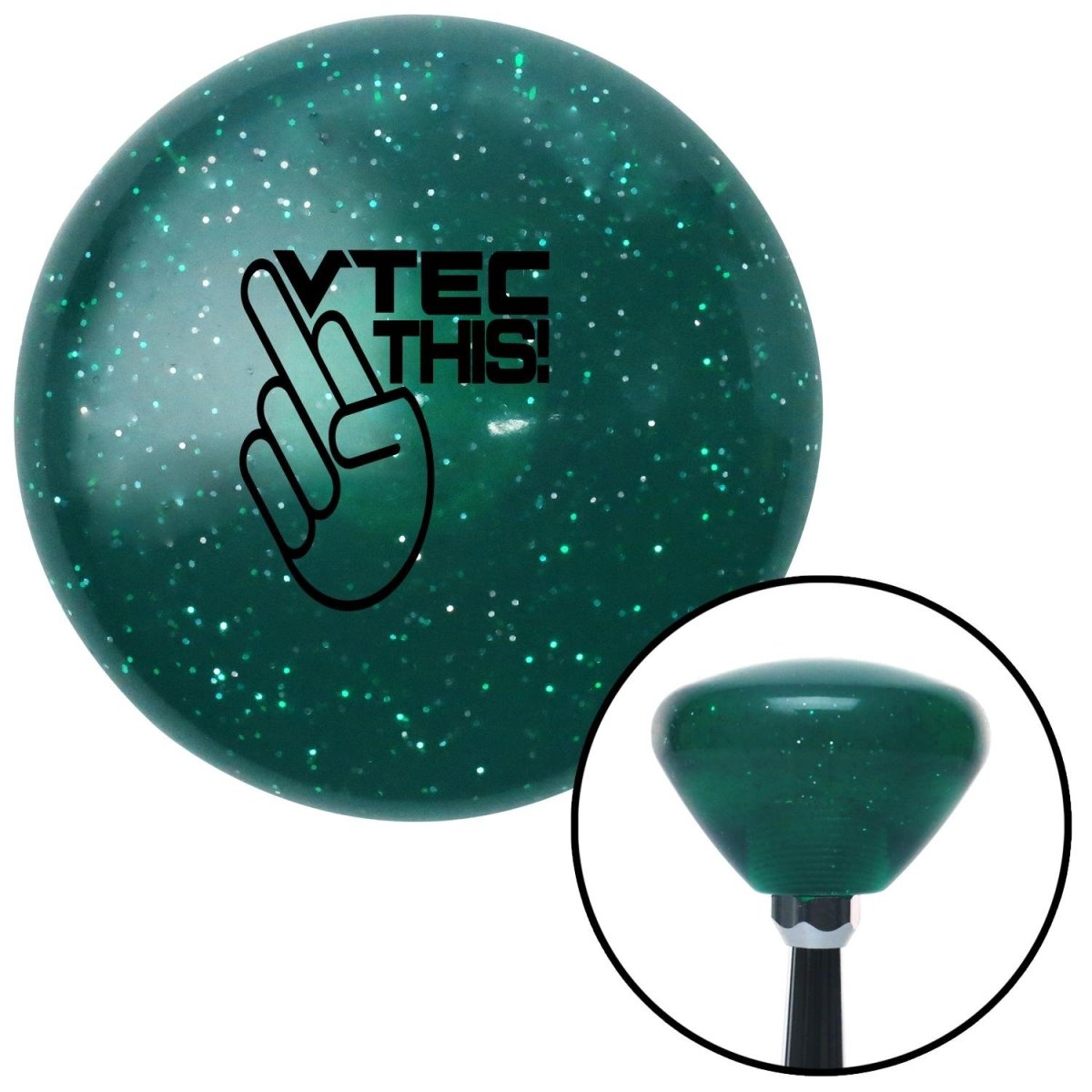 American Shifter 208126 Green Retro Metal Flake Shift Knob with M16 x 1.5 Insert (Black VTEC This!)