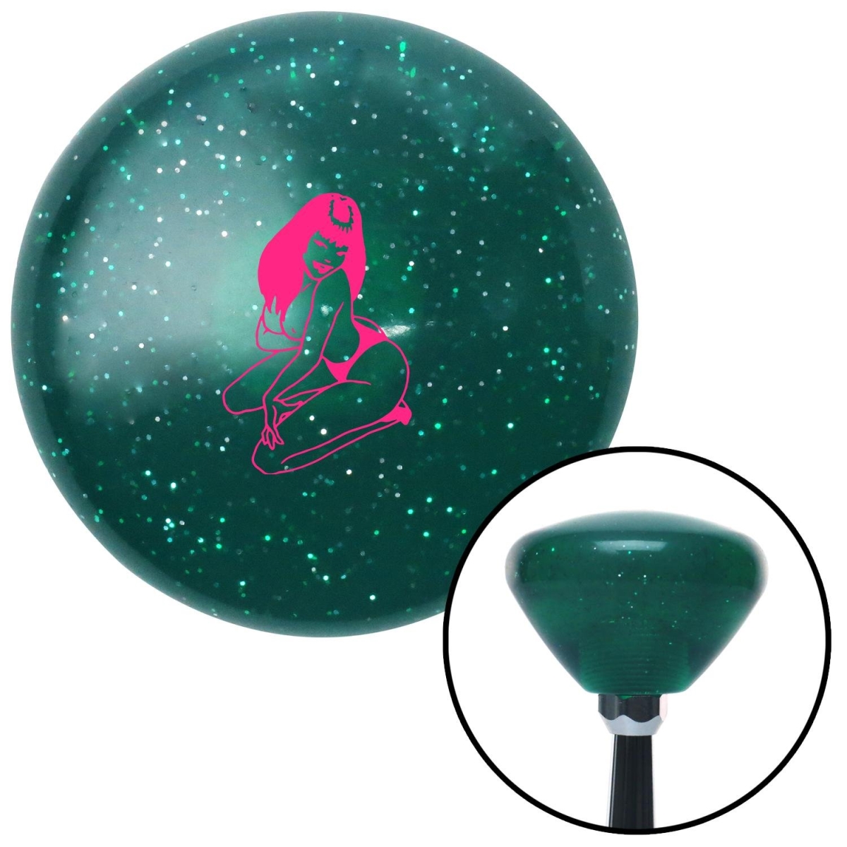 American Shifter 208351 Green Retro Metal Flake Shift Knob with M16 x 1.5 Insert (Pink Sexy Girl)