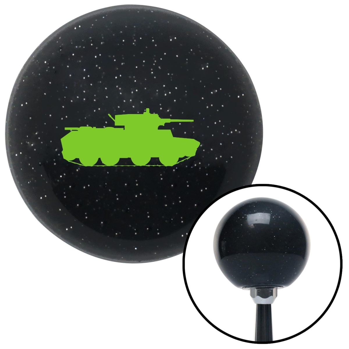 American Shifter 72836 Black Metal Flake Shift Knob with M16 x 1.5 Insert (Green Tank)