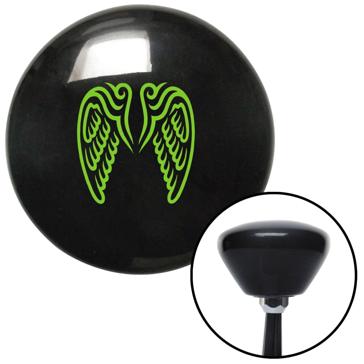 American Shifter 144722 Green Angel Wings Black Retro Shift Knob with M16 x 1.5 Insert Shifter Auto Manual Brody -  American Shifter Company