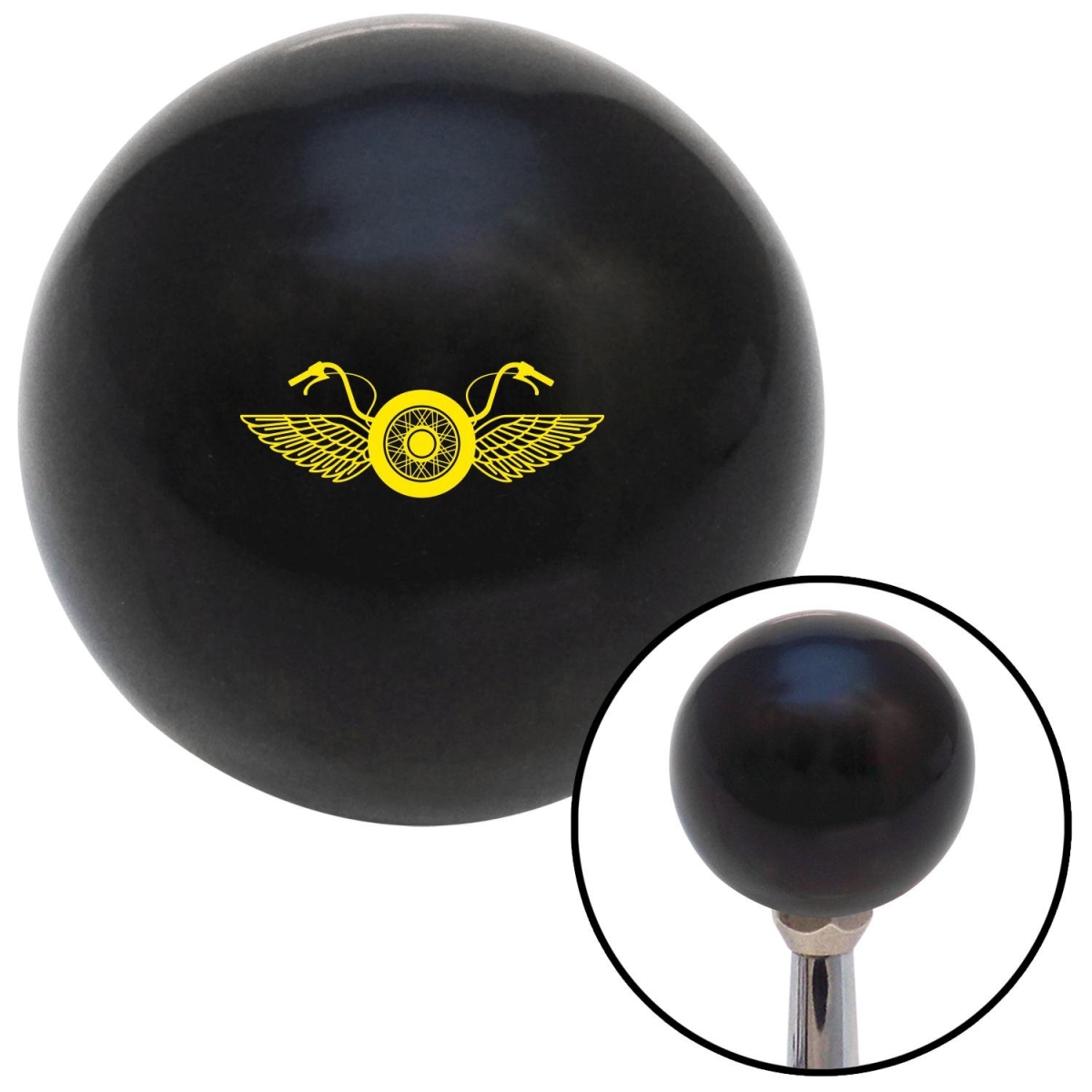 American Shifter 270504 Shift Knob (Company Yellow Motorcycle Handlebars Black with M16 x 1.5 Insert)