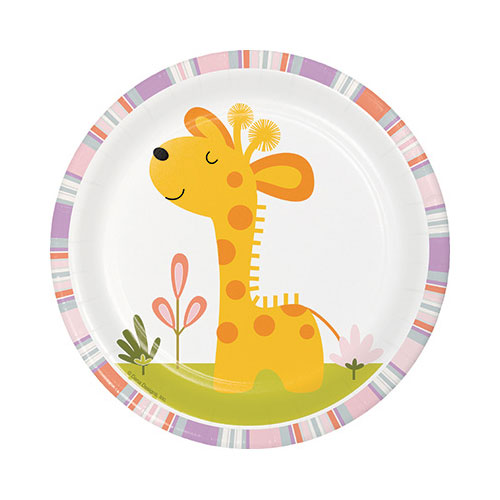 Hoffmaster Group 324579 Happi Jungle Luncheon Plate - Giraffe, Pack of 12-8 Per Pack