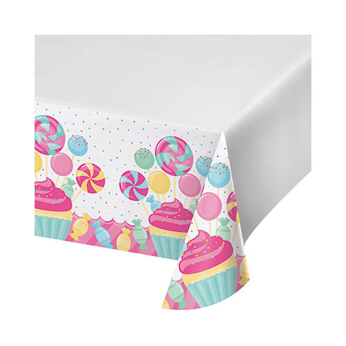 Hoffmaster Group 324827 48 x 88 in. Candy Bouquet Plastic Border Tablecover, Pack of 12