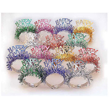 Group  Decor New Year Foil & Glitter Fringe Tiara, Pack of 50