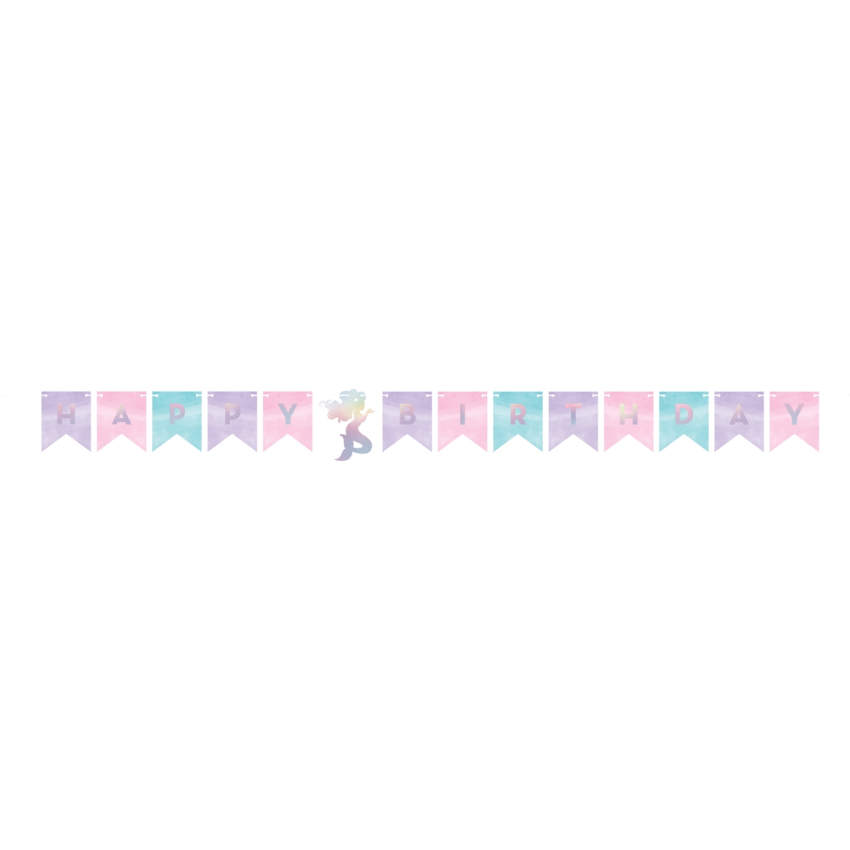 Picture of Creative Converting 336706 Iridescent Mermaid Party Happy Birthday Banner