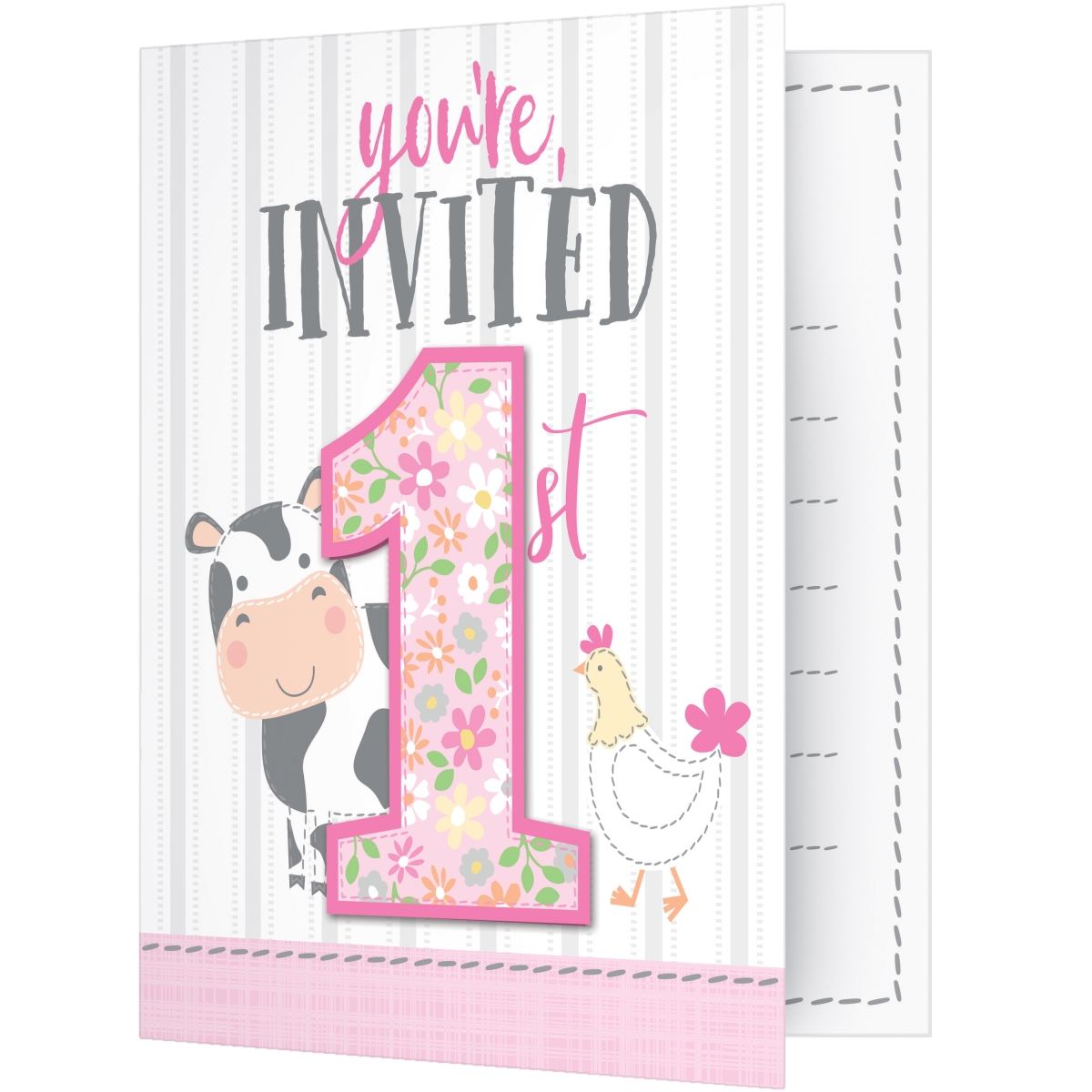 Picture of Creative Converting 340137 Farmhouse 1st Birthday Girl Invitations&#44; 8 Count