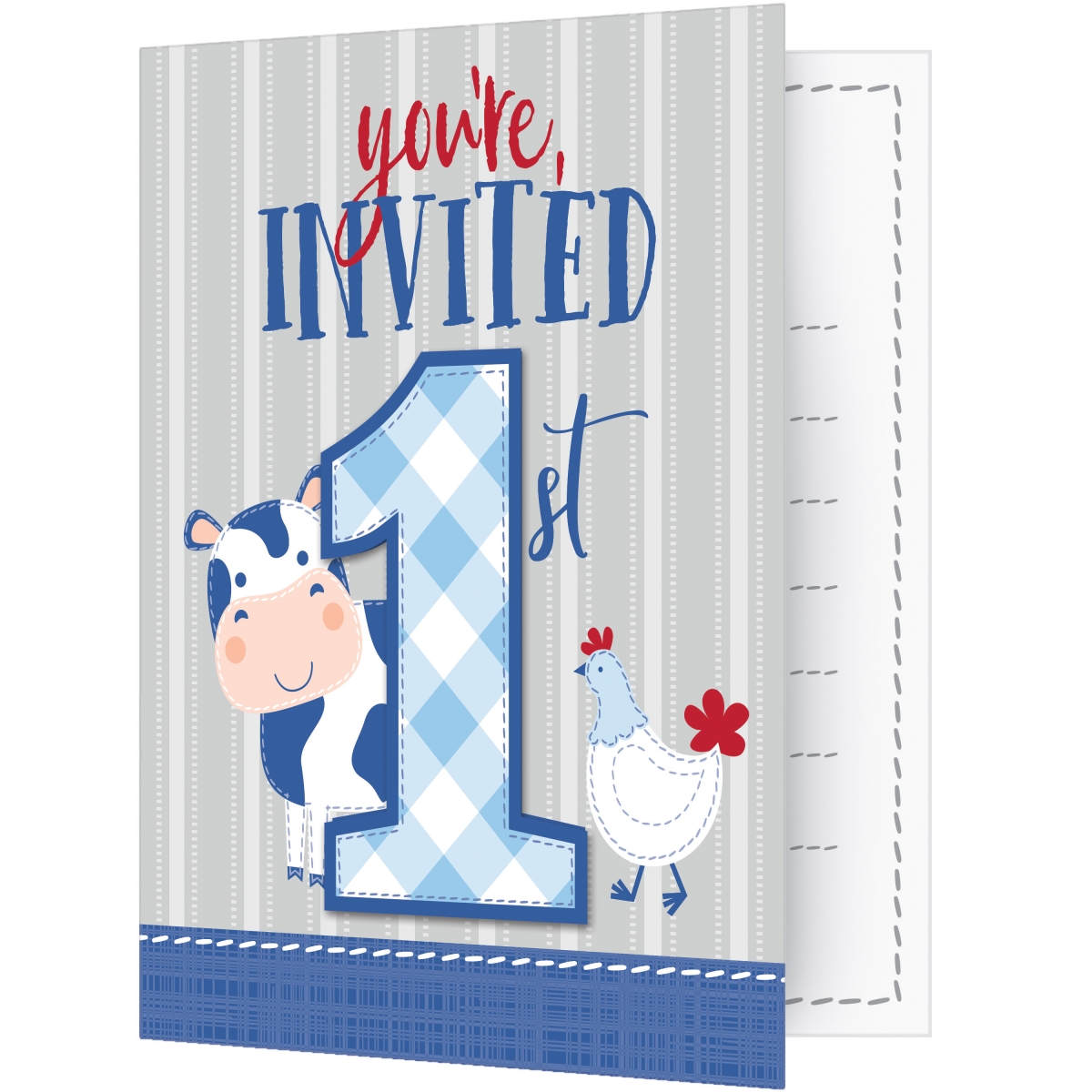Picture of Creative Converting 340138 Farmhouse 1st Birthday Boy Invitations&#44; 8 Count