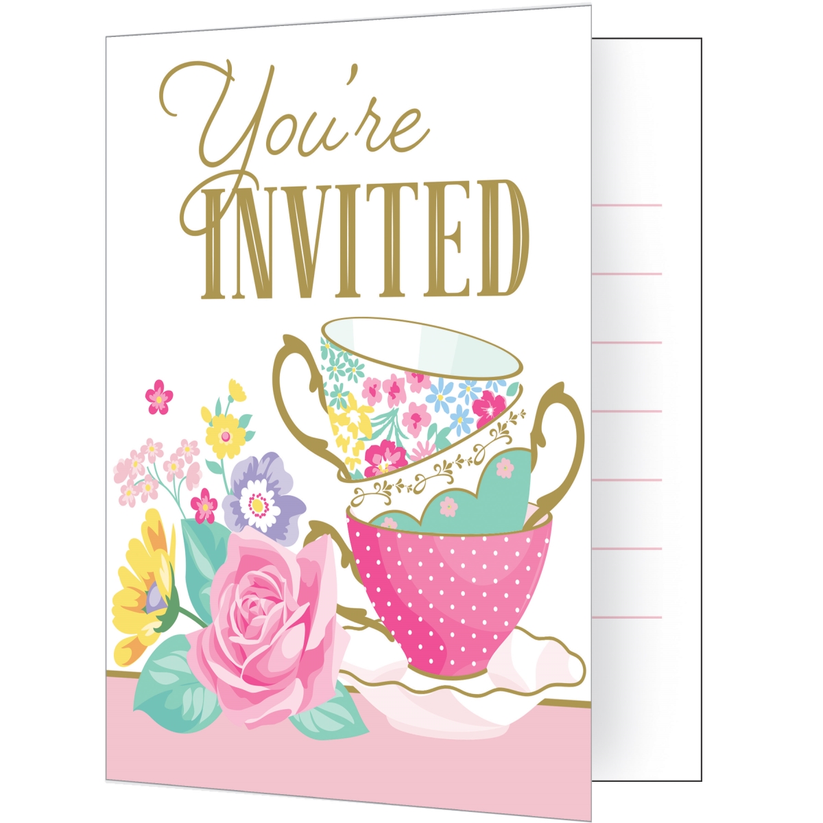Picture of Creative Converting 340144 Floral Tea Party Invitations&#44; 8 Count