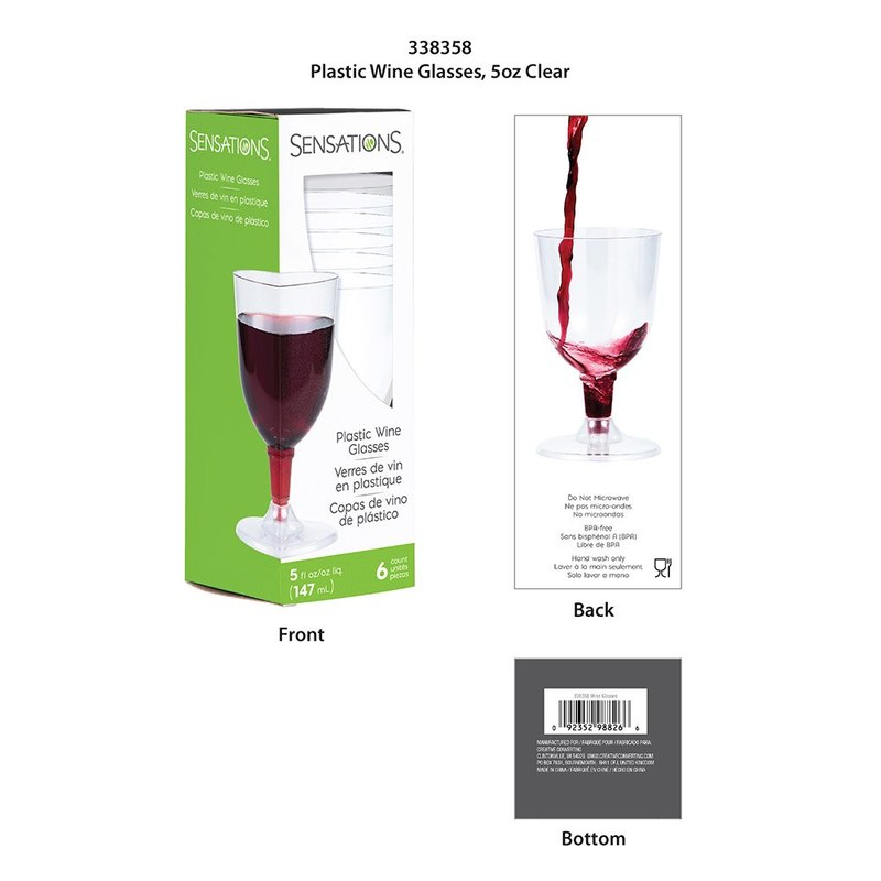 Picture of Creative Converting 338358 5 oz Plastic Wine Glasses, Clear - 6 Count