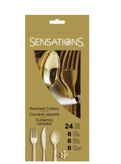 Picture of Creative Converting 339403 Assorted Cutlery&#44; Metallic Gold - 24 Count
