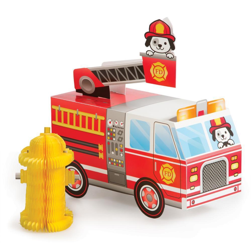 Picture of Creative Converting 332201 Flaming Fire Truck 3D Firetruck Centerpiece