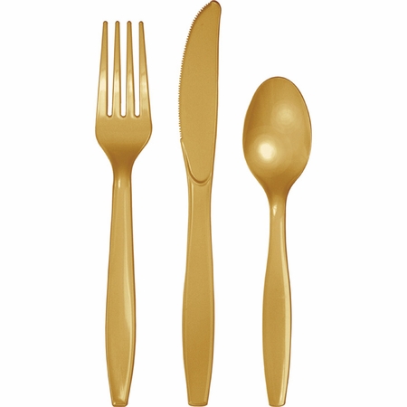 Picture of Creative Converting 332526 Glittering Gold Cutlery, 18 Count