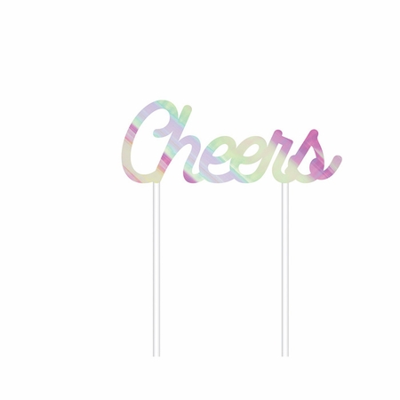 Picture of Creative Converting 336404 Iridescent Party Cheers Cake Topper