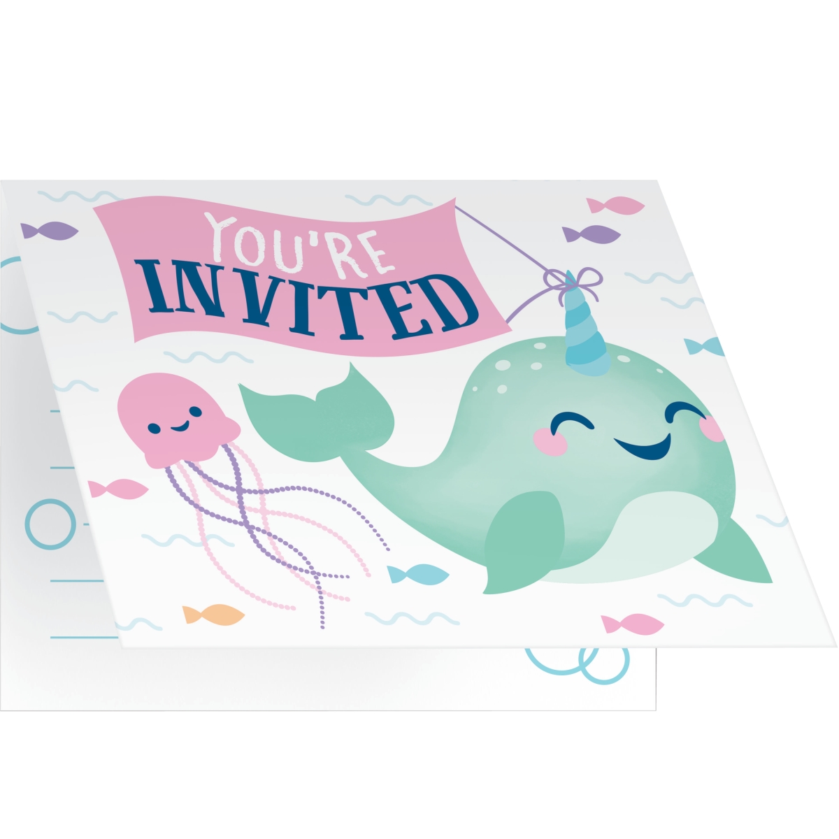 Picture of Creative Converting 345995 5 x 4 in. Narwhal Party Invitations - 48 Count
