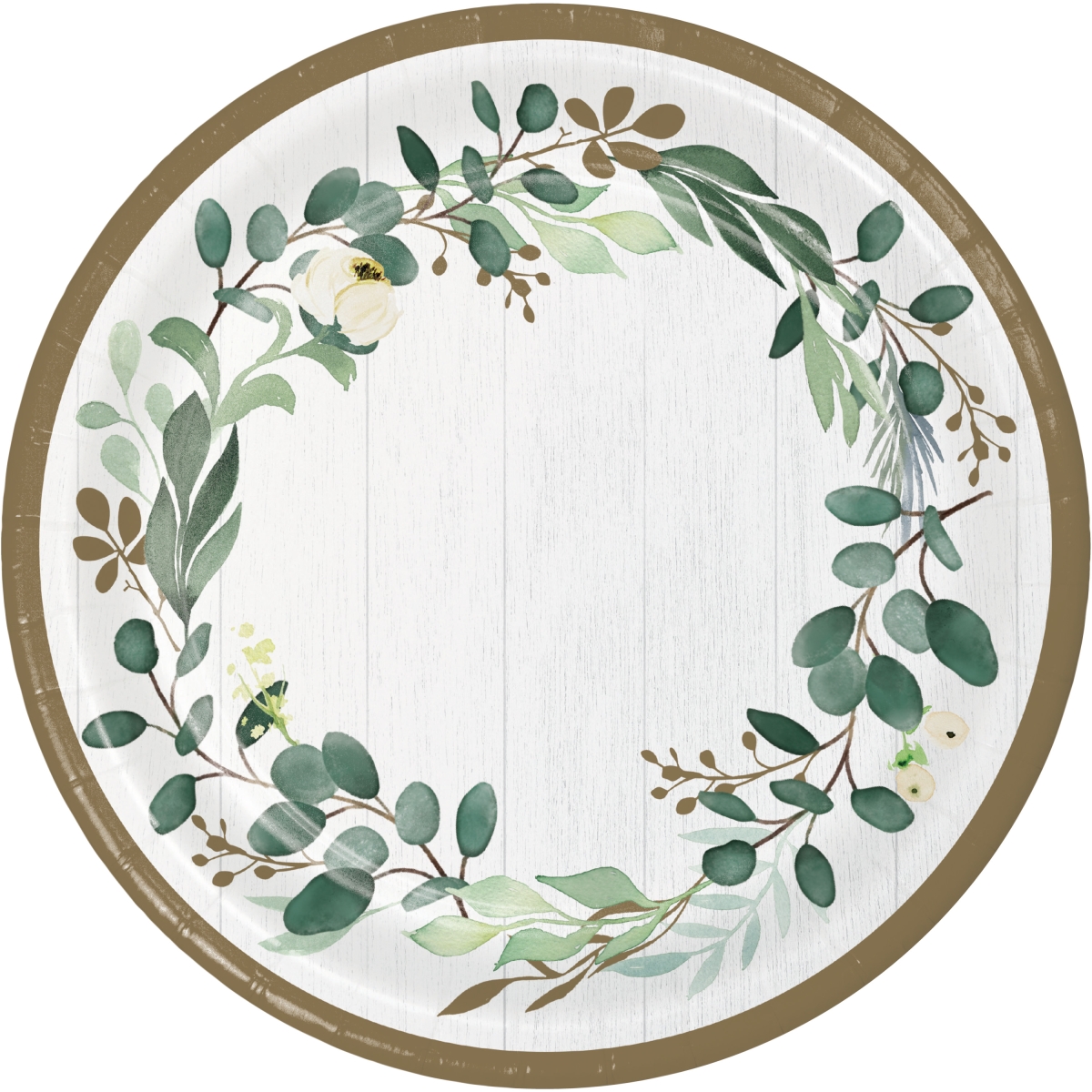 346143 9 in. Eucalyptus Dinner Plates - 96 Count