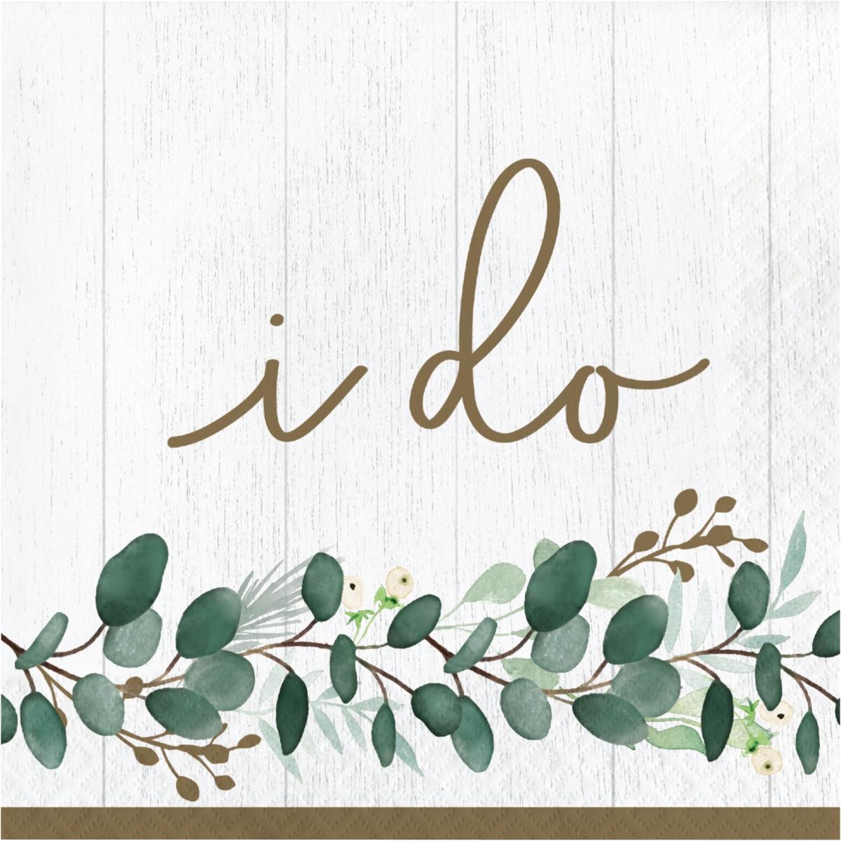 6.5 x 6.5 in. Eucalyptus I Do Luncheon 1 by 4 Fold 2-Ply Tissue Napkins - 192 Count