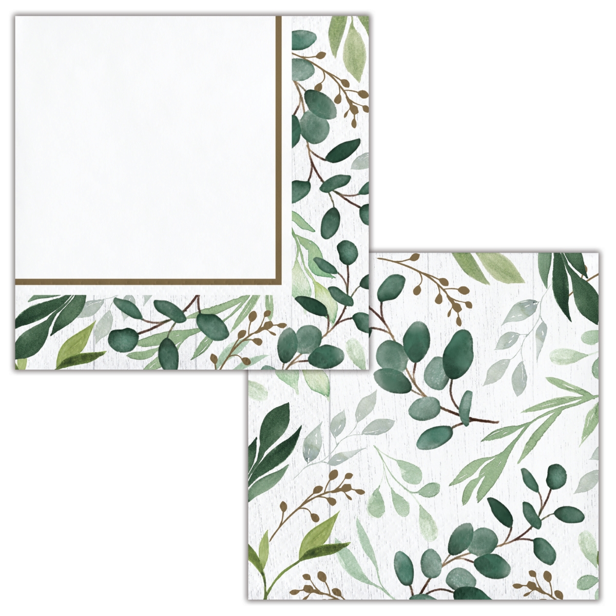 5 x 5 in. Eucalyptus Beverage 1 by 4 Fold 2-Ply Tissue Napkins - 192 Count