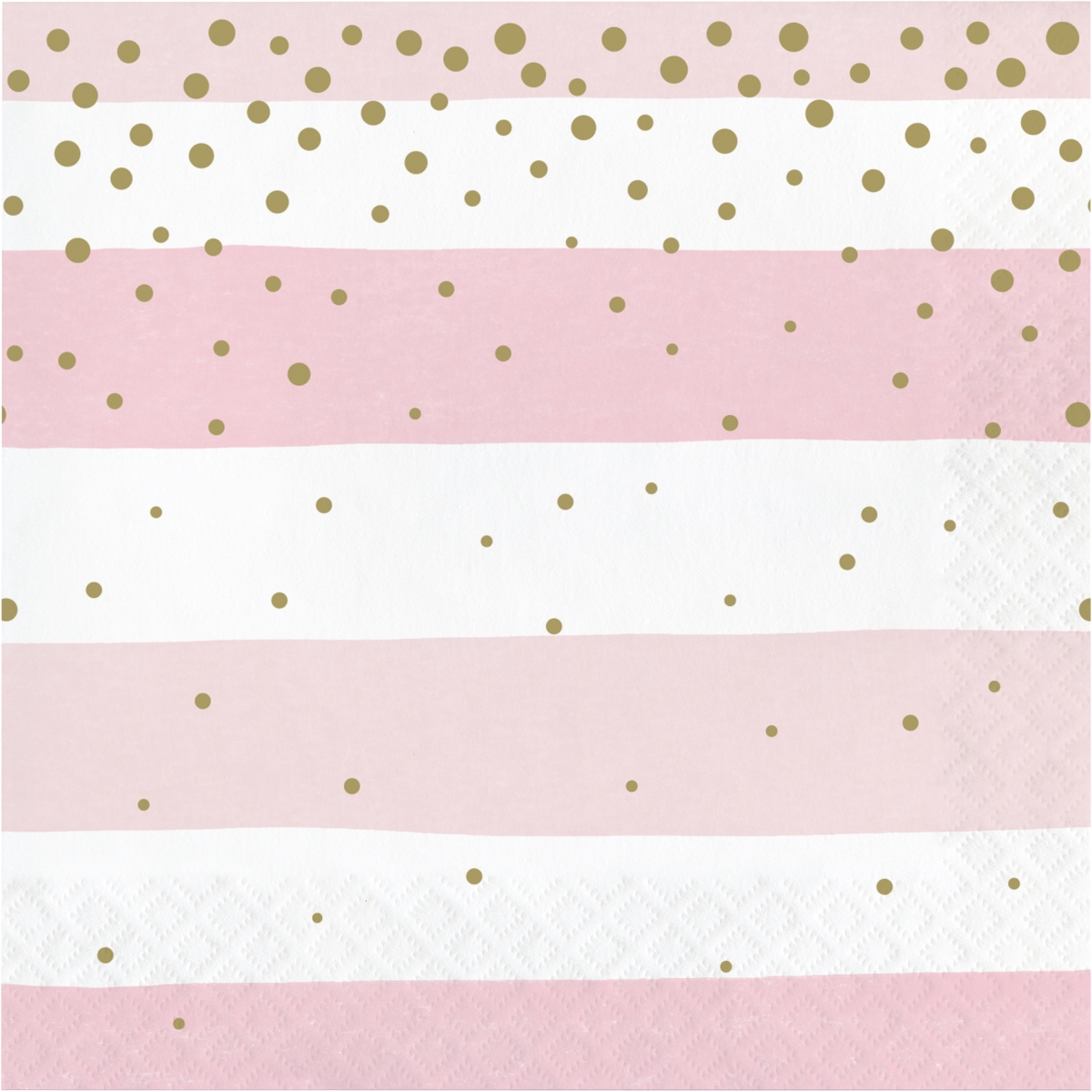 346285 6.5 x 6.5 in. Celebration Luncheon 1 by 4 Fold 2-Ply Tissue Napkins, Pink & Gold - 192 Count