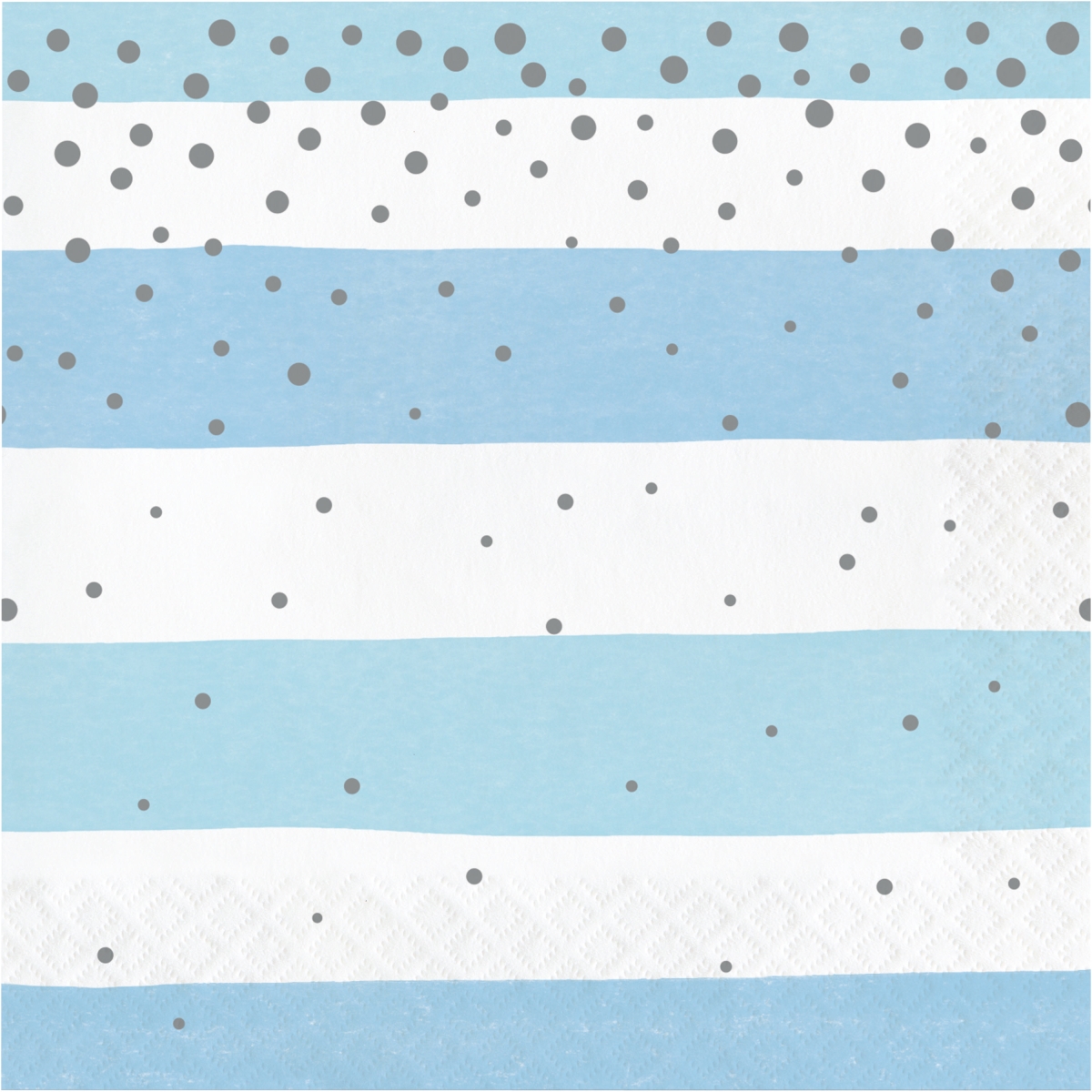 346294 6.5 x 6.5 in. Celebration Luncheon 1 by 4 Fold 2-Ply Tissue Napkins, Blue & Silver - 192 Count