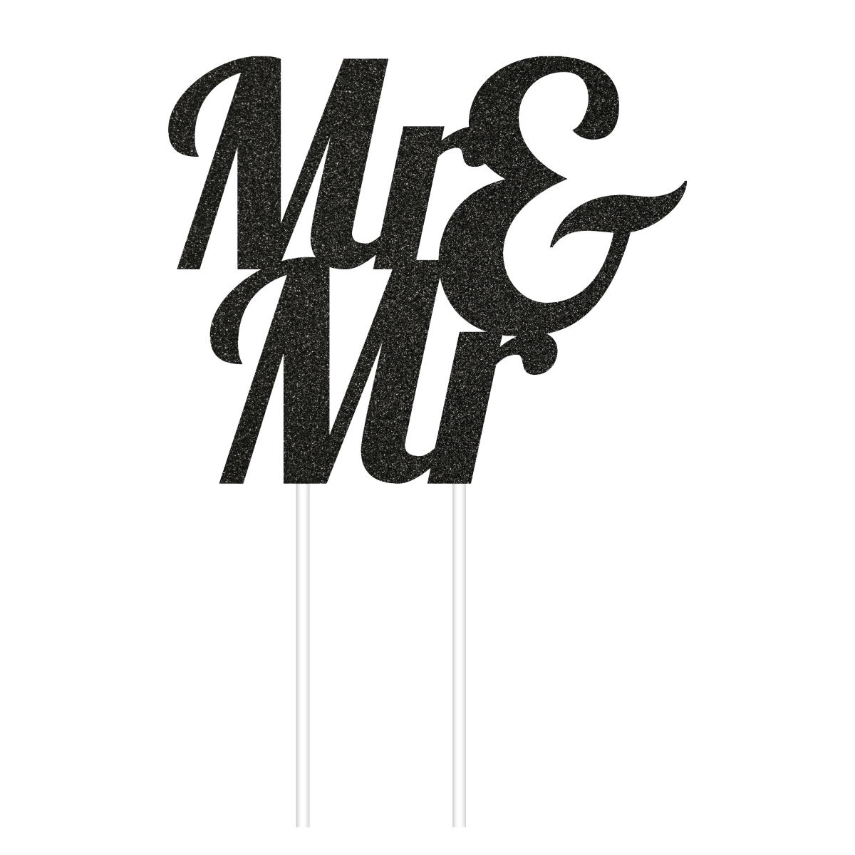 Picture of Creative Converting 346376 Mr. & Mrs. Glitter Cake Topper&#44; Black - 12 Count