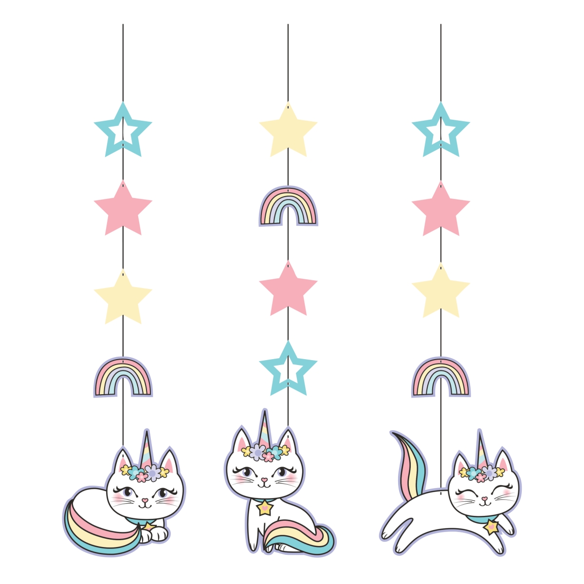 Picture of Creative Converting 347440 32 in. Sassy Caticorn Hanging Cutouts - 36 Count