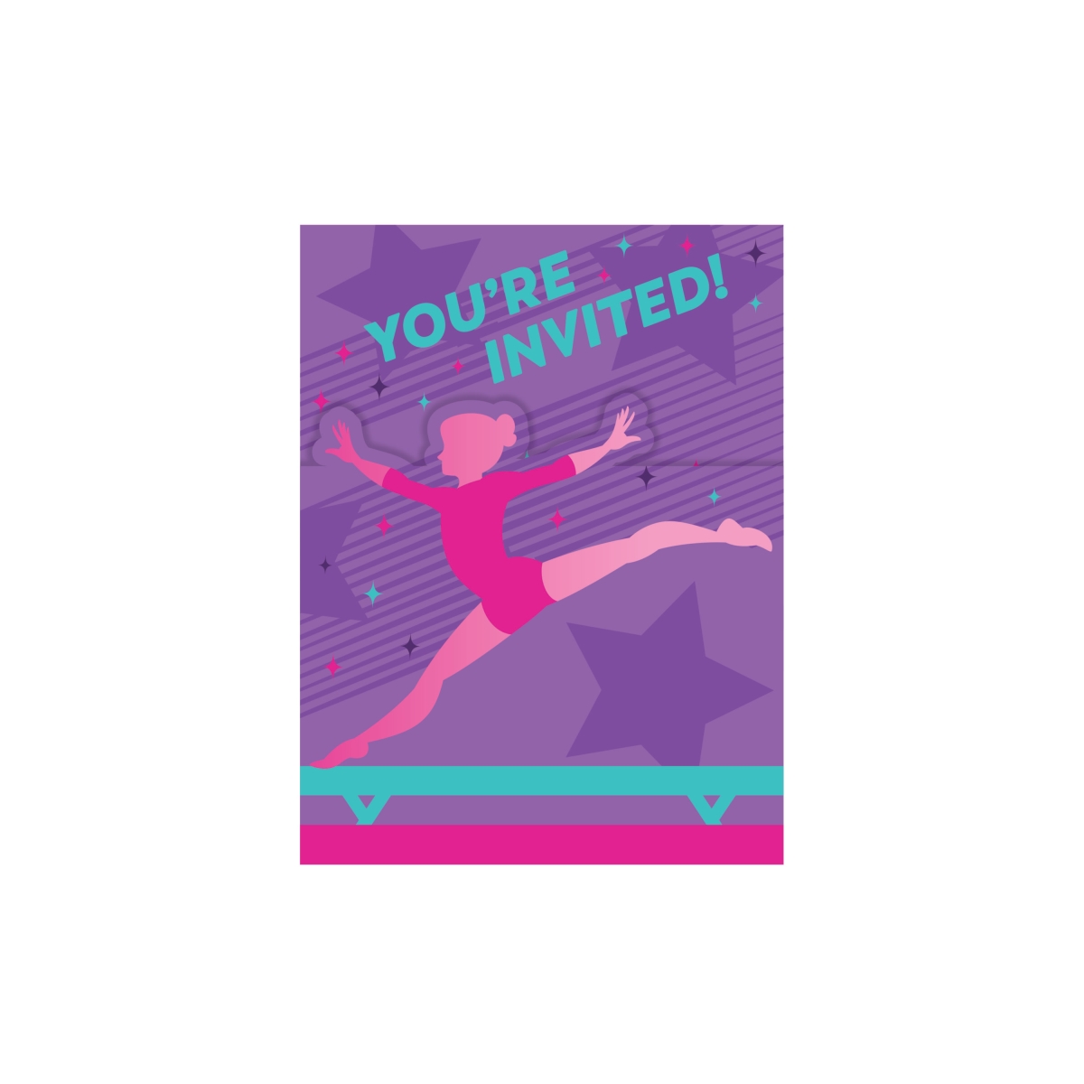 Picture of Creative Converting 347441 4.5 x 4.5 in. Gymnastics Party Invitations - 48 Count