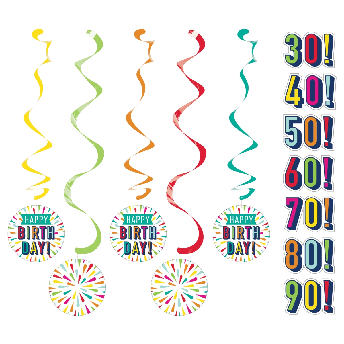 Picture of Creative Converting 347445 30 x 39 in. Birthday Burst Dizzy Danglers - 30 Count
