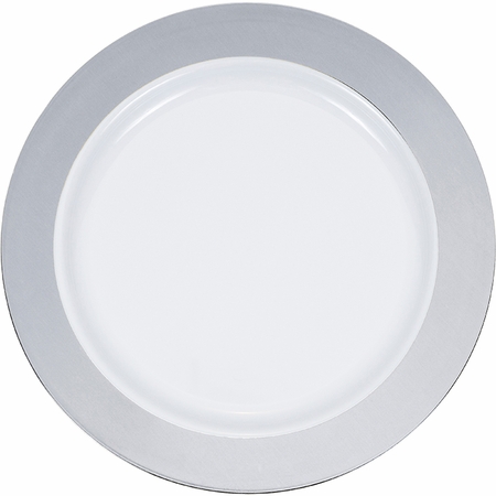 9 in. Silver Rim Plastic Dinner Plates - 120 Count