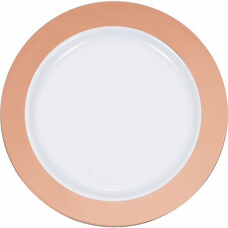 9 in. Rose Gold Rim Plastic Dinner Plates - 120 Count