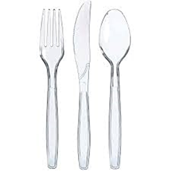 Picture of Sensations 338375 Assorted Plastic Cutlery&#44; Clear - 24 Count