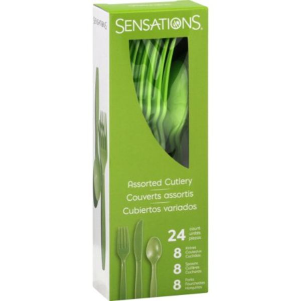 Picture of Sensations 338377 Assorted Plastic Cutlery&#44; Fresh Green - 24 Count