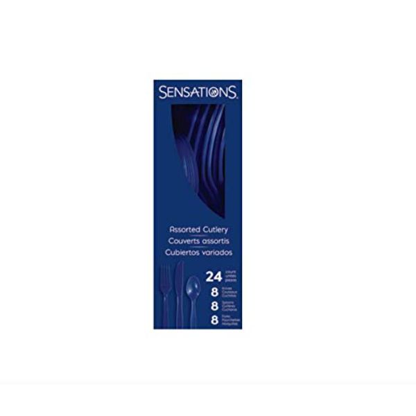 Picture of Sensations 338379 Assorted Plastic Cutlery&#44; Navy Blue - 24 Count