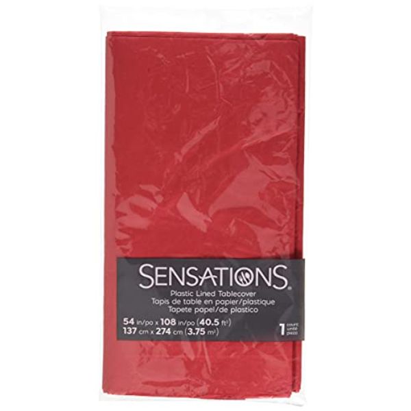 54 x 108 in. Paper & Polyethylene Rectangular Tablecover, Classic Red