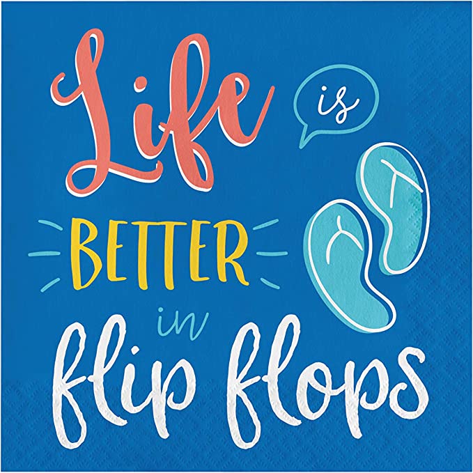 Picture of Creative Converting 349582 6.5 in. Life is Better in Flip Flops Napkins - Blue&#44; White&#44; Red & Yellow