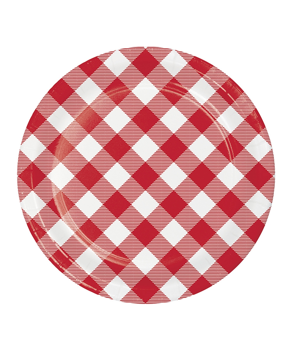 7 in. Classic Gingham Luncheon Paper Plate, Red & White