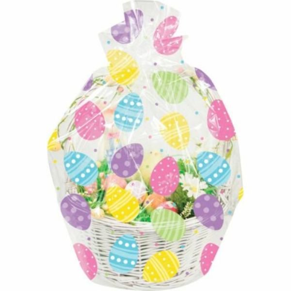 Picture of Creative Converting 349742 24 x 25 in. Easter Eggs Basket Plastic Cello Bag - Large