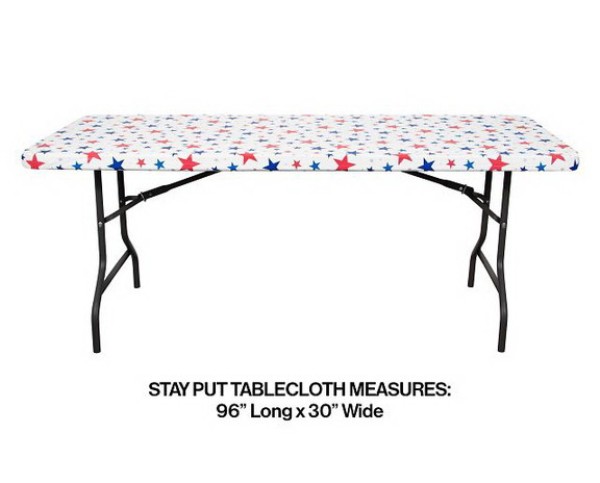 Picture of Creative Converting 350002 30 x 96 in. Patriotic Stars Stay Put Plastic Tablecloth&#44; Red&#44; White & Blue