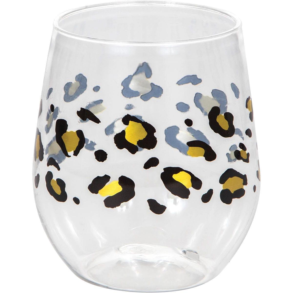 Picture of Access 355787 14 oz Leopard Stemless Foil Wine Glass&#44; Clear