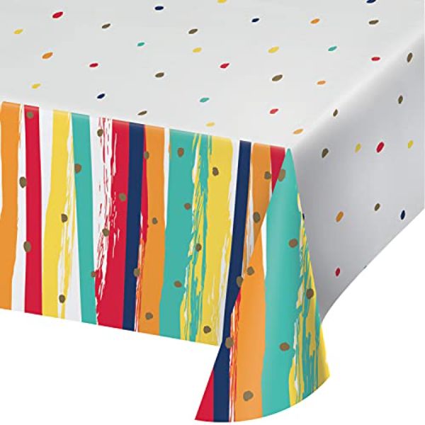 54 x 102 in. Birthday Stripes Paper Tablecover, Multi Color