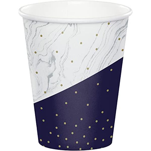 9 oz Hot & Cold Paper Cup, Navy & Gold Milestone